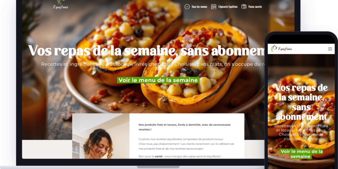 Equifrais : site sur ordinateur et téléphone