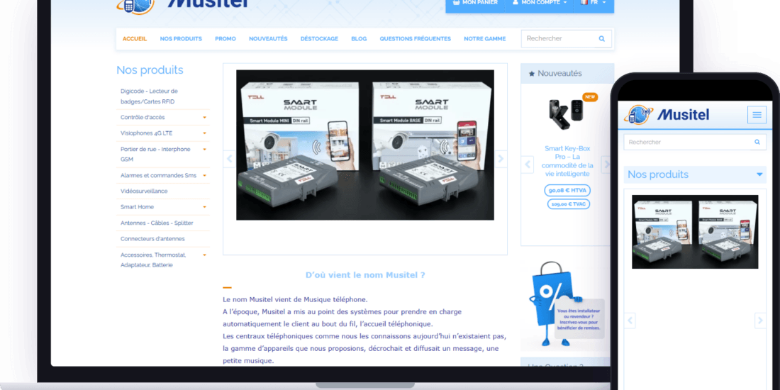 Musitel : site sur ordinateur et téléphone