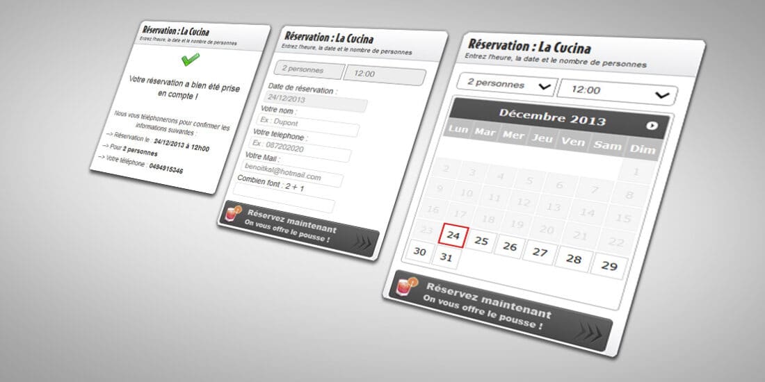 La Cucina, module de réservation en ligne